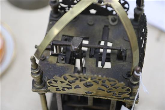 Thos. Muddle of Rotherfield. A 17th century brass lantern clock, overall height 12.15in.